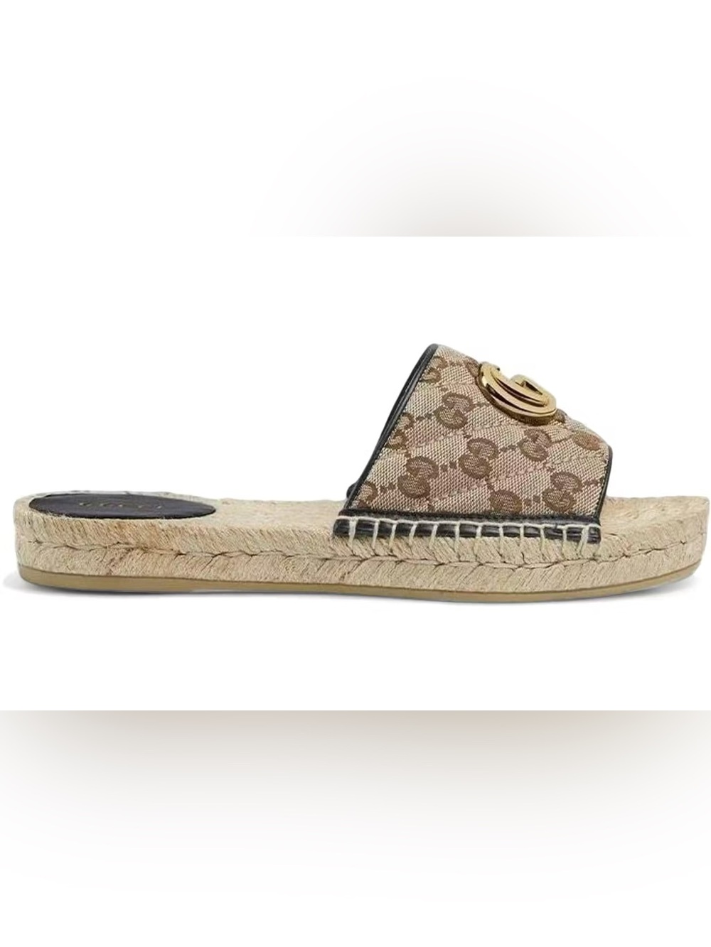 Gucci Marmont gold GG Monogram Matelasse Canvas Slide Espadrille Sandals EU 41 - Picture 3 of 16